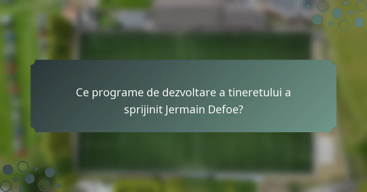 Ce programe de dezvoltare a tineretului a sprijinit Jermain Defoe?