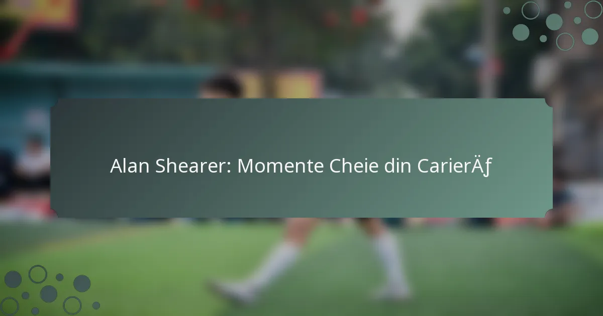 Alan Shearer: Momente Cheie din Carieră